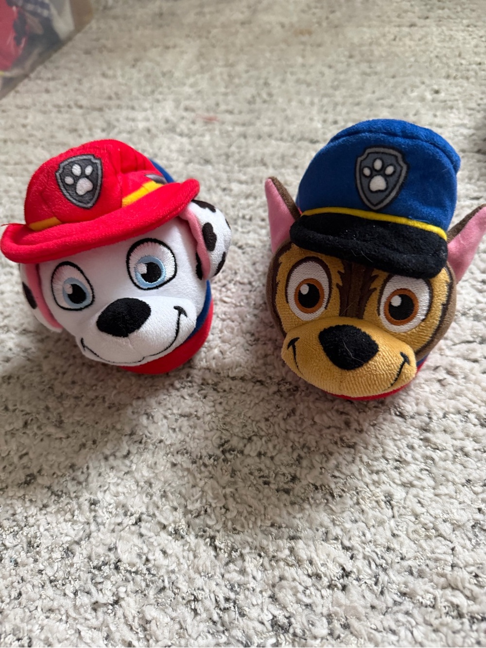 Paw Patrol Plush Slipper Heads in Red, Blue & Brown Euc 9 - 10